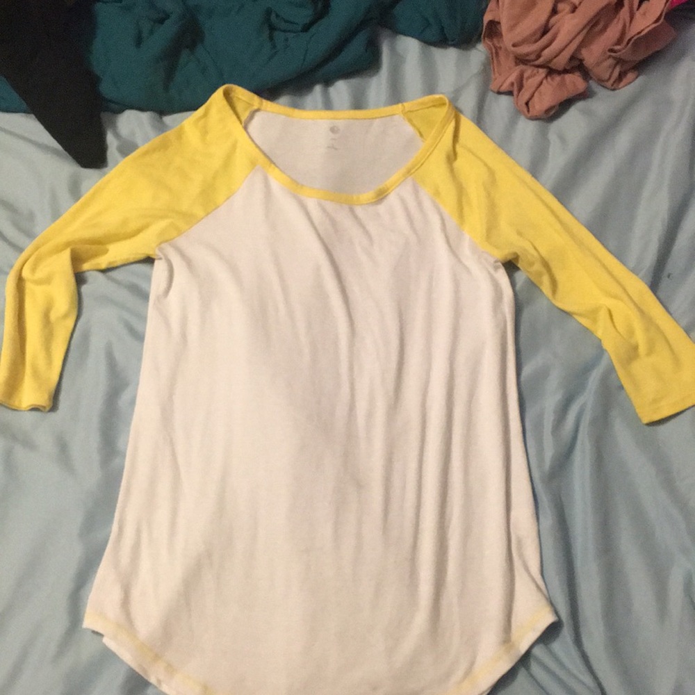 Yellow and white half sleeve shirt